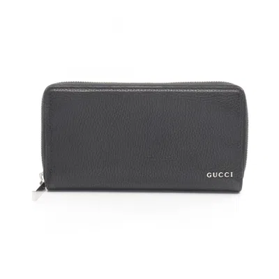 Pre-owned Gucci Black Leather Long Wallet (bi-fold) ()
