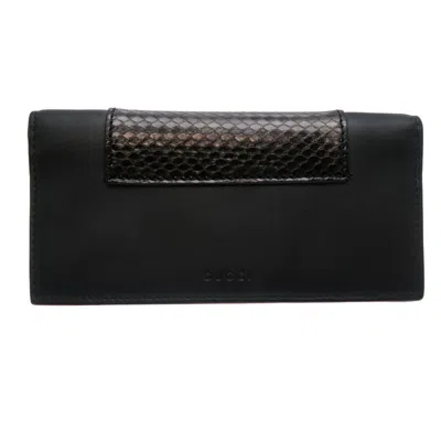 Pre-owned Gucci Black Leather Long Wallet (bi-fold) ()