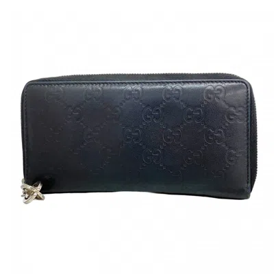 Pre-owned Gucci Black Leather Long Wallet (bi-fold) ()
