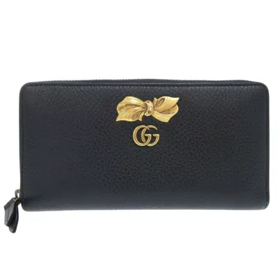 Pre-owned Gucci Black Leather Long Wallet (bi-fold) ()