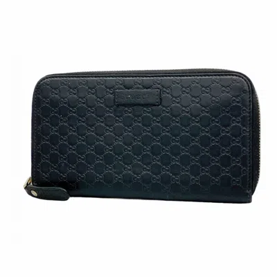 Pre-owned Gucci Black Leather Long Wallet (bi-fold) ()