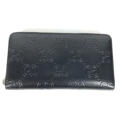 Pre-owned Gucci Black Leather Long Wallet (bi-fold) ()