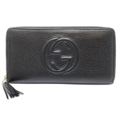 Pre-owned Gucci Black Leather Long Wallet (bi-fold) ()