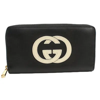 Pre-owned Gucci Black Leather Long Wallet (bi-fold) ()