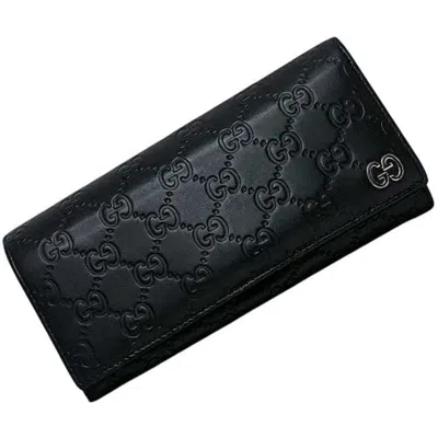 Pre-owned Gucci Black Leather Long Wallet (bi-fold) ()