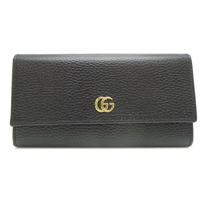 Pre-owned Gucci Black Leather Long Wallet (bi-fold) ()