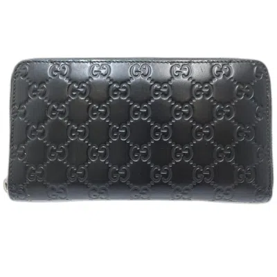 Pre-owned Gucci Black Leather Long Wallet (bi-fold) ()