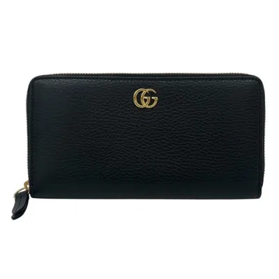 Pre-owned Gucci Black Leather Long Wallet (bi-fold) ()