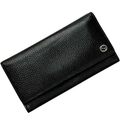 Pre-owned Gucci Black Leather Long Wallet (bi-fold) ()