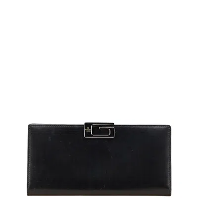 Pre-owned Gucci Black Leather Long Wallet (bi-fold) ()