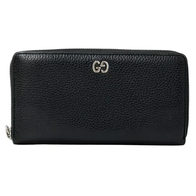 Pre-owned Gucci Black Leather Long Wallet (bi-fold) ()