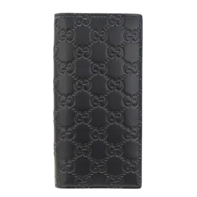 Pre-owned Gucci Black Leather Long Wallet (bi-fold) ()