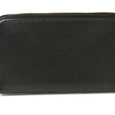 Pre-owned Gucci Black Leather Long Wallet (bi-fold) ()