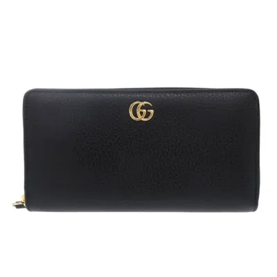 Pre-owned Gucci Black Leather Long Wallet (bi-fold) ()