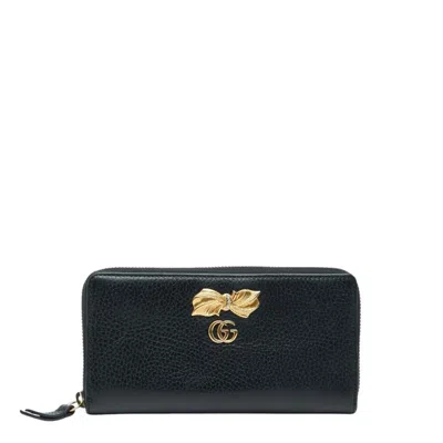 Pre-owned Gucci Black Leather Long Wallet (bi-fold) ()