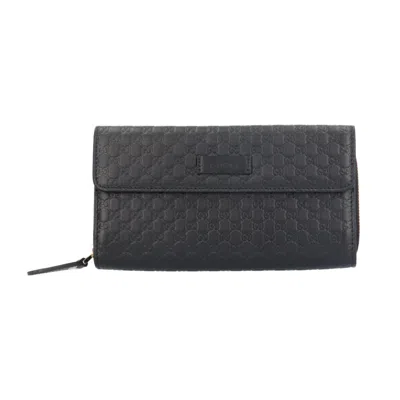 Pre-owned Gucci Black Leather Long Wallet (bi-fold) ()