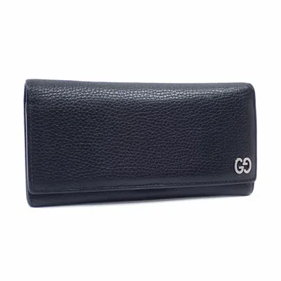 Pre-owned Gucci Black Leather Long Wallet (bi-fold) ()