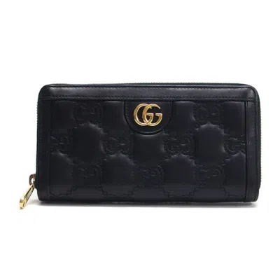 Pre-owned Gucci Black Leather Long Wallet (bi-fold) ()