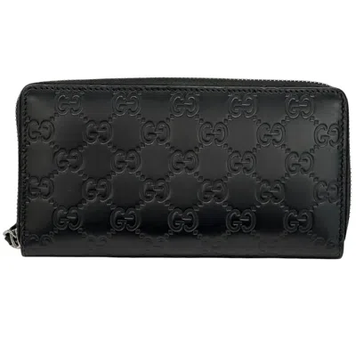 Pre-owned Gucci Black Leather Long Wallet (bi-fold) ()