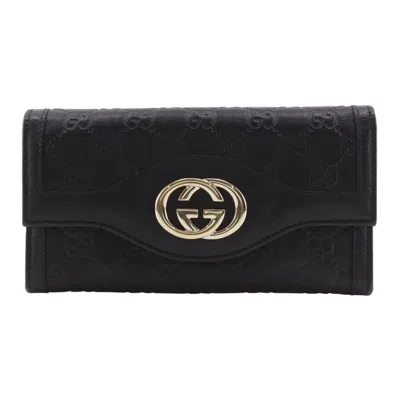 Pre-owned Gucci Black Leather Long Wallet (bi-fold) ()