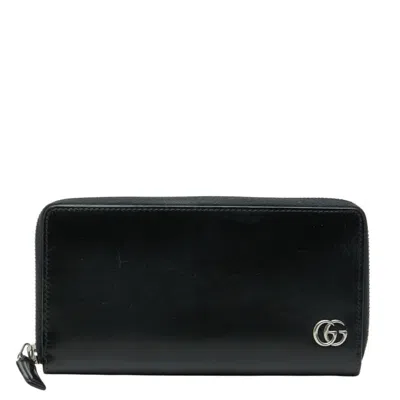 Pre-owned Gucci Black Leather Long Wallet (bi-fold) ()