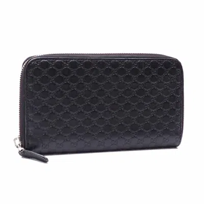 Pre-owned Gucci Black Leather Long Wallet (bi-fold) ()