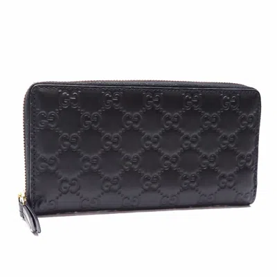 Pre-owned Gucci Black Leather Long Wallet (bi-fold) ()