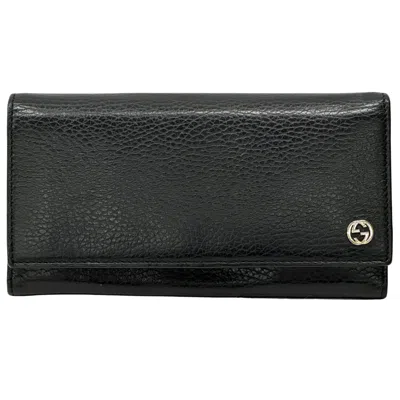 Pre-owned Gucci Black Leather Long Wallet (bi-fold) ()