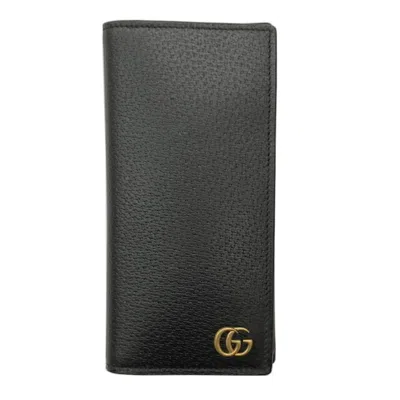 Pre-owned Gucci Black Leather Long Wallet (bi-fold) ()