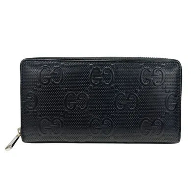 Pre-owned Gucci Black Leather Long Wallet (bi-fold) ()