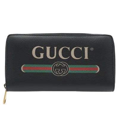 Pre-owned Gucci Black Leather Long Wallet (bi-fold) ()