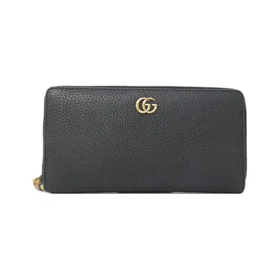 Pre-owned Gucci Black Leather Long Wallet (bi-fold) ()