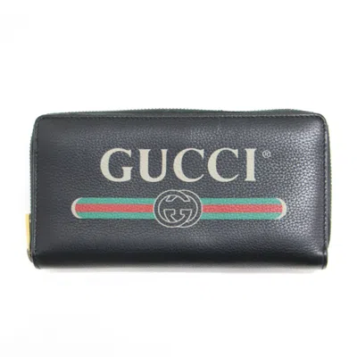 Pre-owned Gucci Black Leather Long Wallet (bi-fold) ()
