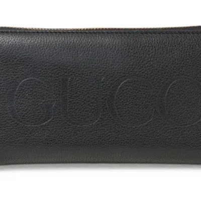 Pre-owned Gucci Black Leather Long Wallet (bi-fold) ()