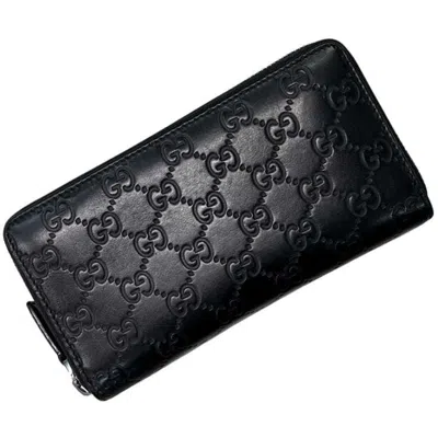 Pre-owned Gucci Black Leather Long Wallet (bi-fold) ()