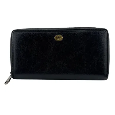 Pre-owned Gucci Black Leather Long Wallet (bi-fold) ()