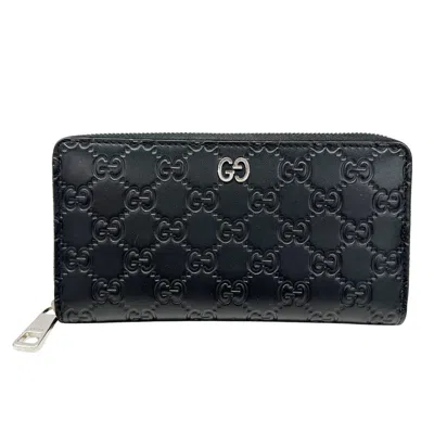 Pre-owned Gucci Black Leather Long Wallet (bi-fold) ()