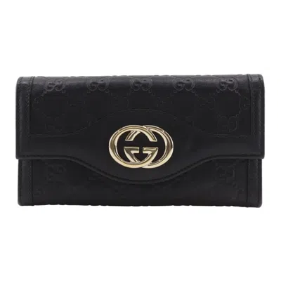 Pre-owned Gucci Black Leather Long Wallet (bi-fold) ()