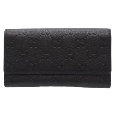 Pre-owned Gucci Black Leather Long Wallet (bi-fold) ()
