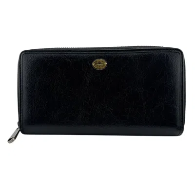 Pre-owned Gucci Black Leather Long Wallet (bi-fold) ()