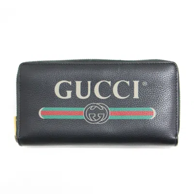 Pre-owned Gucci Black Leather Long Wallet (bi-fold) ()