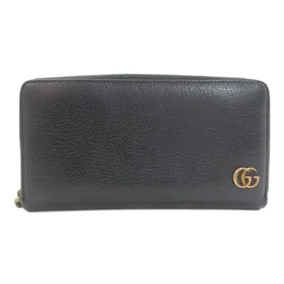 Pre-owned Gucci Black Leather Long Wallet (bi-fold) ()