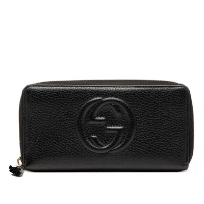 Pre-owned Gucci Black Leather Long Wallet (bi-fold) ()