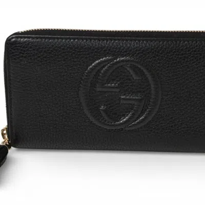 Pre-owned Gucci Black Leather Long Wallet (bi-fold) ()