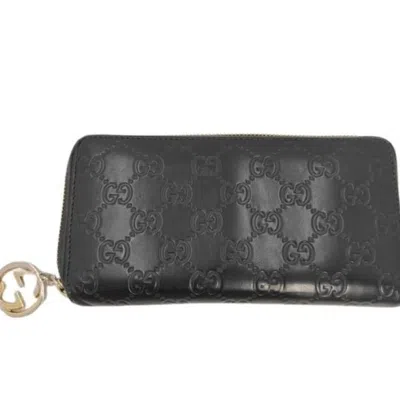 Pre-owned Gucci Black Leather Long Wallet (bi-fold) ()