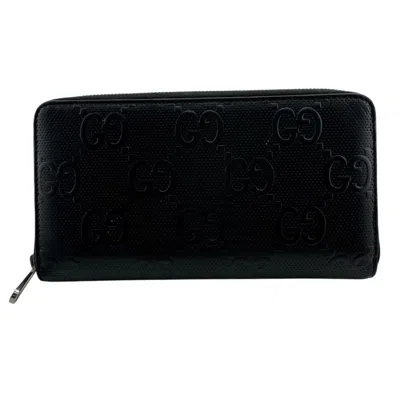 Pre-owned Gucci Black Leather Long Wallet (bi-fold) ()