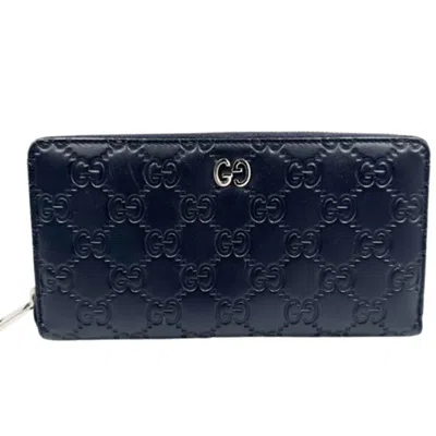 Pre-owned Gucci Black Leather Long Wallet (bi-fold) ()