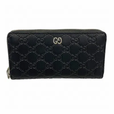 Pre-owned Gucci Black Leather Long Wallet (bi-fold) ()