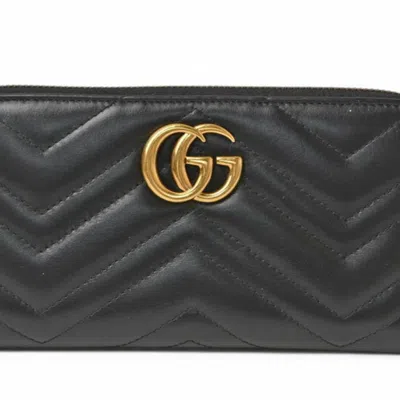Pre-owned Gucci Black Leather Long Wallet (bi-fold) ()