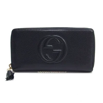 Pre-owned Gucci Black Leather Long Wallet (bi-fold) ()